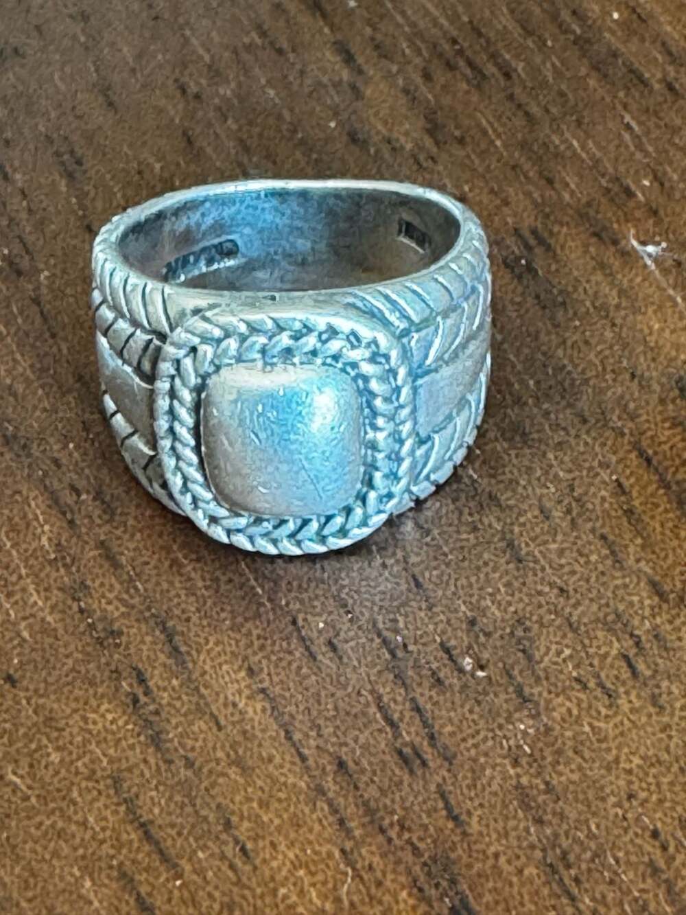 Vintage Square Rope Border Statement Ring in 925 Sterling Silver